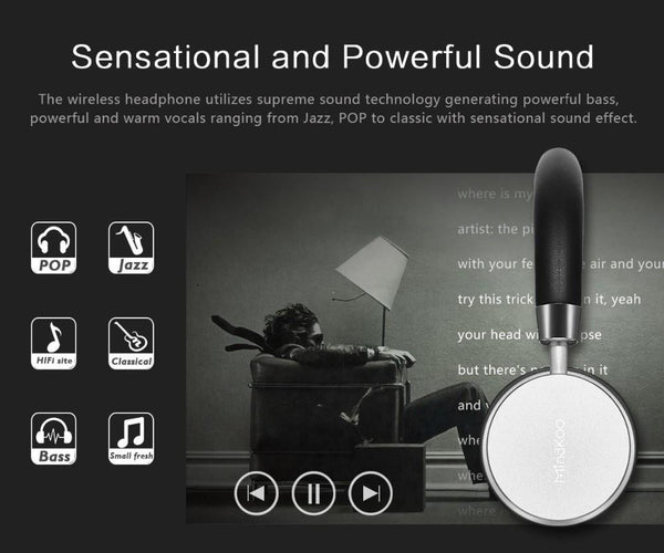 New Cushion-Fitted Wireless Bluetooth Remix Stereo Headphone for iPhones Androids Windows