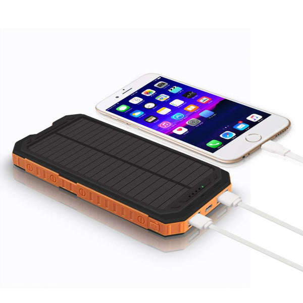 New Travel Solar Power Bank 12000mAh with Dual USB Ports, LED Camp Light and Outdoor Compass