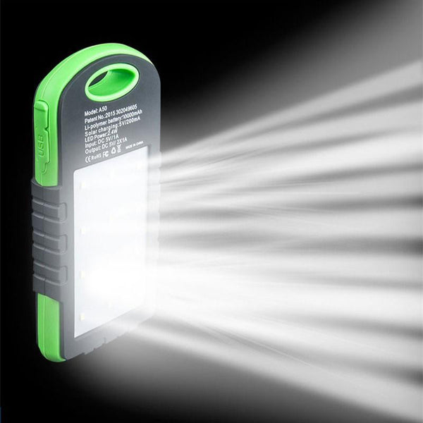 New Solar Power Bank with LED  + Emergency Camping Flashlight Light Torch Lamp