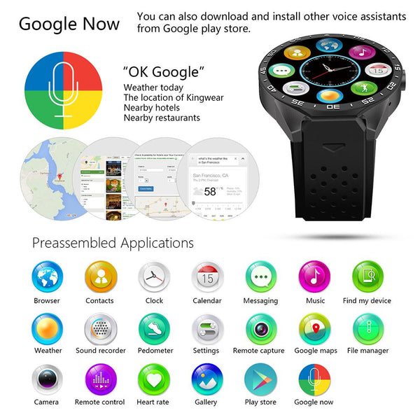 New Luxury Sports Quad Core GPS Bluetooth Smart Watch with Heart Rate WIFI Multiple Enhanced Screen Dials Gesture Control
