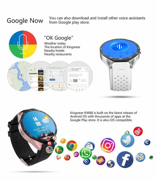 New Luxury Sports Quad Core GPS Bluetooth Smart Watch with Heart Rate WIFI Multiple Enhanced Screen Dials Gesture Control