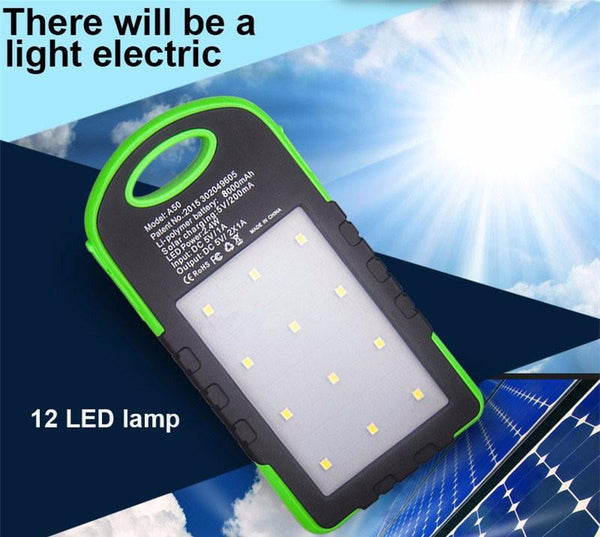 New Solar Power Bank with LED  + Emergency Camping Flashlight Light Torch Lamp