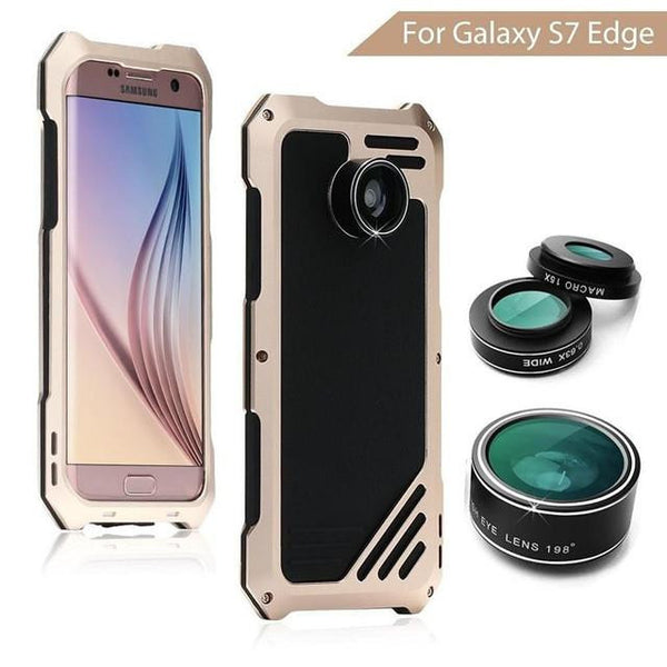 Deluxe Dustproof Metal Case Anti-Shock Cover with HD Lens For Samsung Galaxy S7 & S7 Edge.