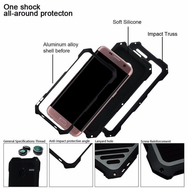 Deluxe Dustproof Metal Case Anti-Shock Cover with HD Lens For Samsung Galaxy S7 & S7 Edge.