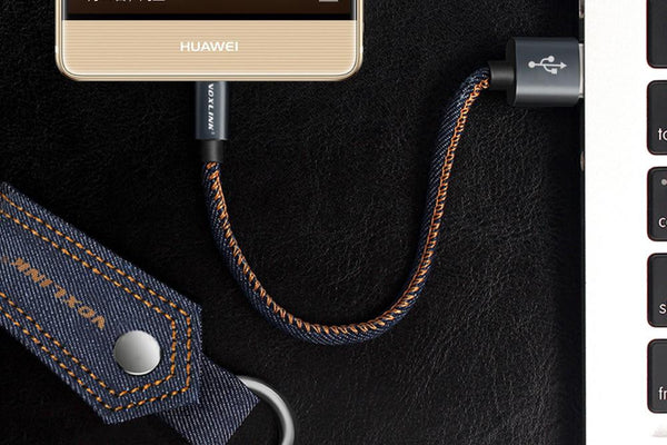 New Denim Keychain  Micro Data USB Cable with Fast Charging for Samsung Huawei HTC Android.