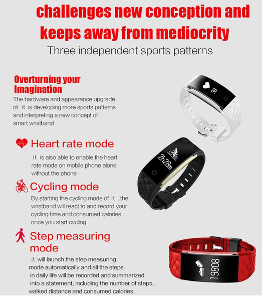 New Smart Band Bracelet Wristband With Heart Rate Monitor For iPhone Android Xiaomi Huawei.