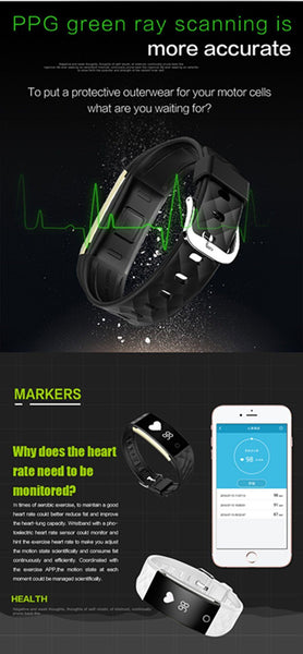 New Smart Band Bracelet Wristband With Heart Rate Monitor For iPhone Android Xiaomi Huawei.