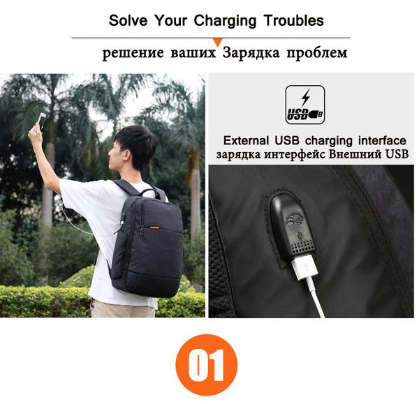 New Adventurer's External USB Charge Anti-Theft 15.6 Inch Laptop Notebook Computer Backpack Bag
