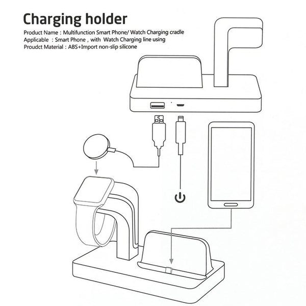 New Desktop Angled Stand Holder Bracket Cradle Charger Dock Station for iPhone iWatch