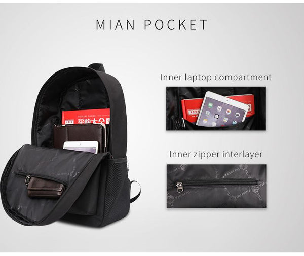 Simplistic Men's School 14 Inch Laptop Preppy Backpack with USB Charging