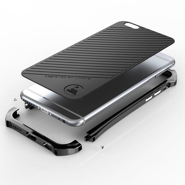New Aluminum Metal Frame Leather Back Luxury Case for iPhone 5 / 5S / SE / 6 / 6S / 6 Plus / 6S Plus