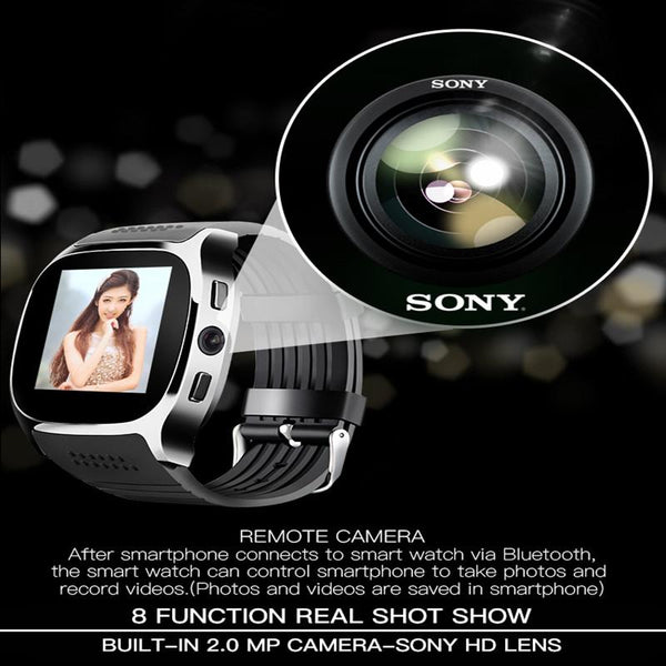 New Bluetooth Smart Watch with Camera Music Player Facebook Whatsapp Sync SMS Support SIM TF Card for Android