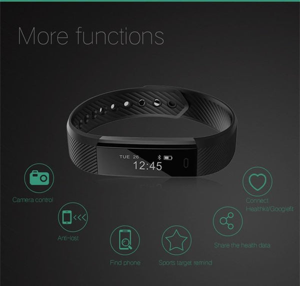 New Smart Bracelet Band with Sleep Activity Fitness Tracker Alarm Clock Vibration Pedometer Indicator for Iphone Android Smartband.