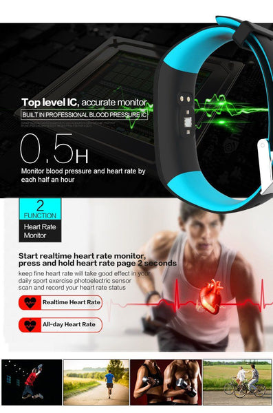 New Smartband Bluetooth Fitness Bracelet with Blood Pressure Heart Rate Monitor for Android IOS Phone.
