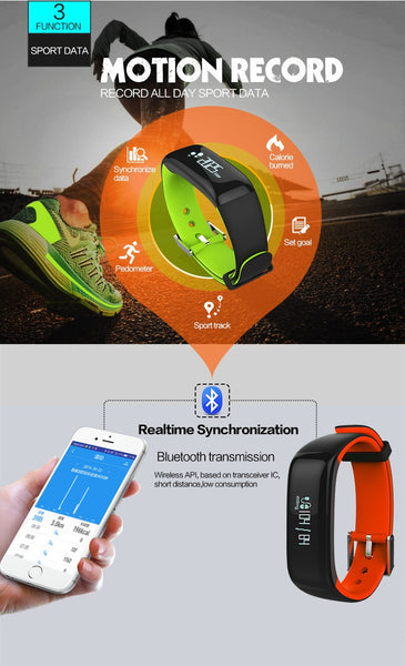 New Smartband Bluetooth Fitness Bracelet with Blood Pressure Heart Rate Monitor for Android IOS Phone.