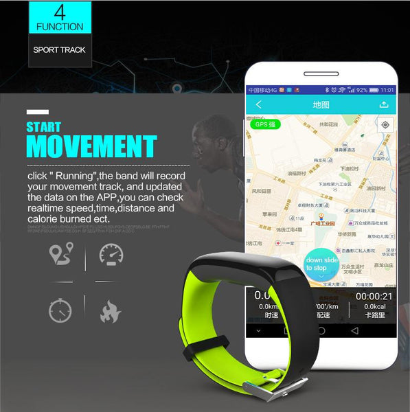 New Smartband Bluetooth Fitness Bracelet with Blood Pressure Heart Rate Monitor for Android IOS Phone.