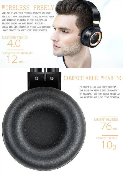 New Studio Bluetooth Headphones Wireless with Microphone Support TF Card FM Radio Stereo Headset