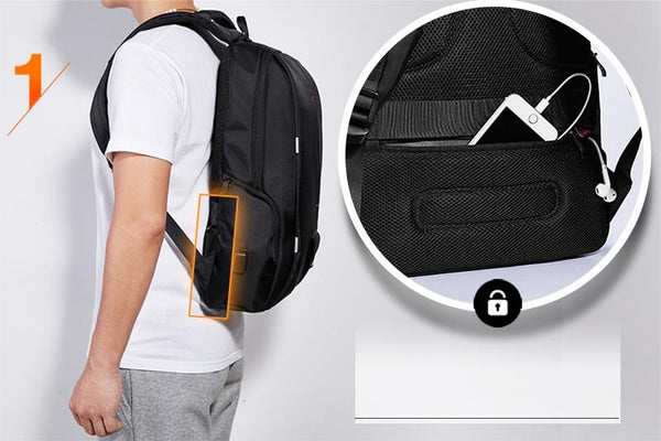 New 17 Inch Water-Resistant Collegiate Travel Work School Outdoors Backpack with Battery Slot for USB Charging