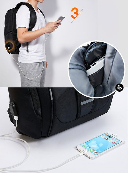New 17 Inch Water-Resistant Collegiate Travel Work School Outdoors Backpack with Battery Slot for USB Charging