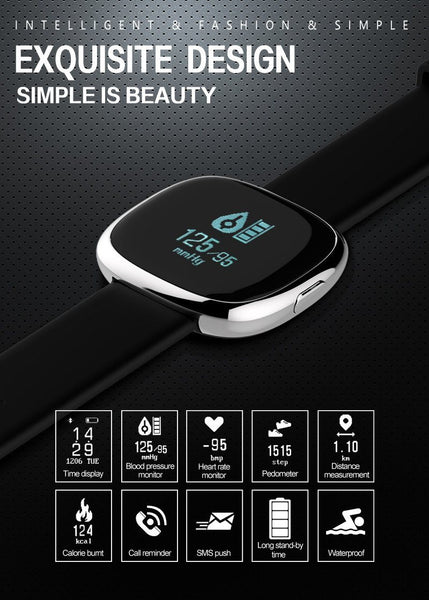Classic Smart Band Blood Pressure Heart Rate Monitor Smart Bracelet with Pedometer Sleep Fitness Tracker for Android IOS Smartphone.