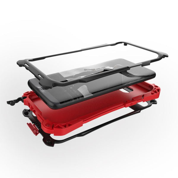 New Carbon Fiber Suited Armor Aluminum Case Outdoor Anti-Shock Cover for Samsung Galaxy S21 FE.