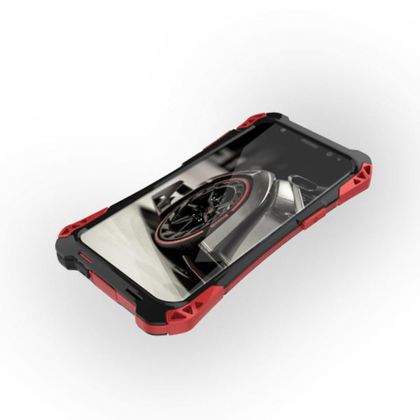 New Carbon Fiber Suited Armor Aluminum Case Outdoor Anti-Shock Cover for Samsung Galaxy S21 FE.