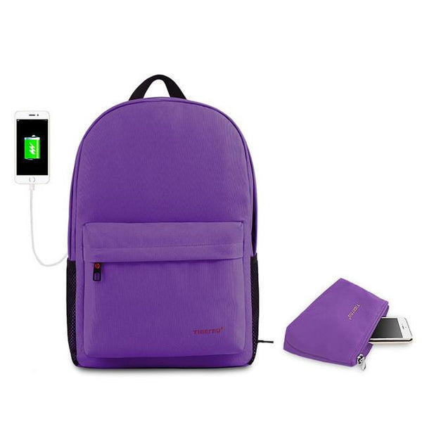Simplistic Men's School 14 Inch Laptop Preppy Backpack with USB Charging