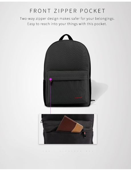 Simplistic Men's School 14 Inch Laptop Preppy Backpack with USB Charging