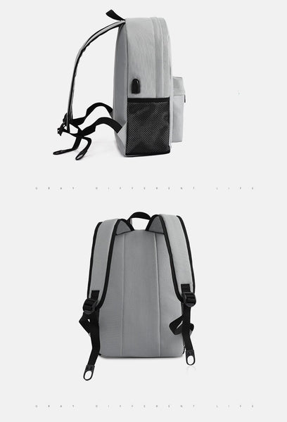 Simplistic Men's School 14 Inch Laptop Preppy Backpack with USB Charging