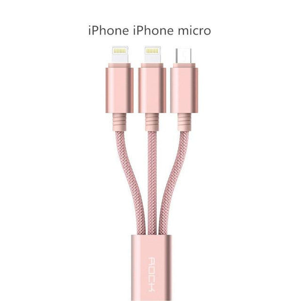 New Micro USB 3 IN 1 Deluxe USB Cable for iPhone 6 7 Android with Mobile Phone Data Sync at 1.2M Length.