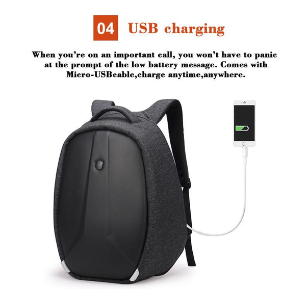 New Anti-Theft Water-Resistant Large Capacity Backpack with Reflective Tap & Battery Slot for USB Charging