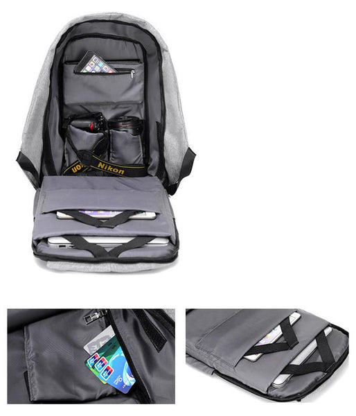 New Soft Handle Anti-Theft Leisure Travel Indoor & Outdoor Laptop Backpack with Battery Slot for USB Charging