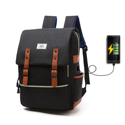 New Preppy Water-Repellent External USB Charging Sport Backpack Laptop Bag for Outdoor Travel School