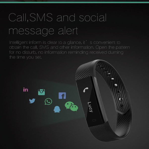 New Smart Bracelet Band with Sleep Activity Fitness Tracker Alarm Clock Vibration Pedometer Indicator for Iphone Android Smartband.