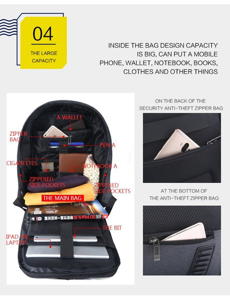 New Multifunction Anti-Theft USB Charging 15.6 Inch Laptop Backpack Nylon Bagpack