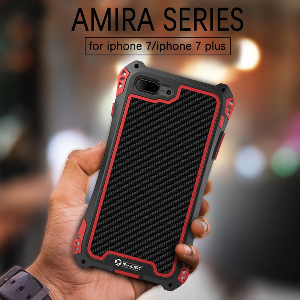 New Carbon Fiber Suited Outdoor Shockproof Alloy Case Cover for iPhone X XS XR 11 13 Pro Max Series.