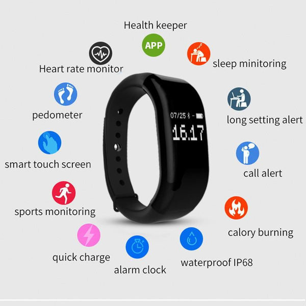 New Time Owner Smart Heart Rate Monitor Fitness Bluetooth Tracker Smart Bracelet Activity Tracker for iOS Android Smart Wristband.