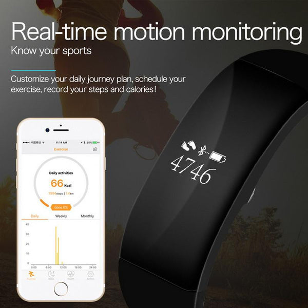New Time Owner Smart Heart Rate Monitor Fitness Bluetooth Tracker Smart Bracelet Activity Tracker for iOS Android Smart Wristband.