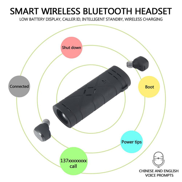 True Wireless Earbuds Mini Stereo Headset with Mic Handsfree Bluetooth 4.2 Earphone Charger Box for iPhone and Andoid