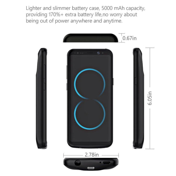 New 5000mAh Rechargeable Charging Power Bank Cover External Battery Case for Samsung S8 S8 Plus