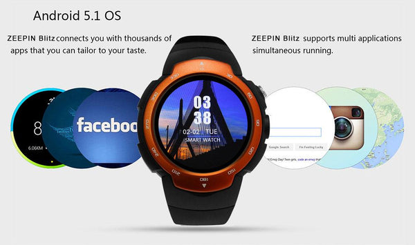 New Intelligent Sports Smart Watch Phone 3G Android 5.1 Camera Waterproof with Email GPS Heart Rate Monitor