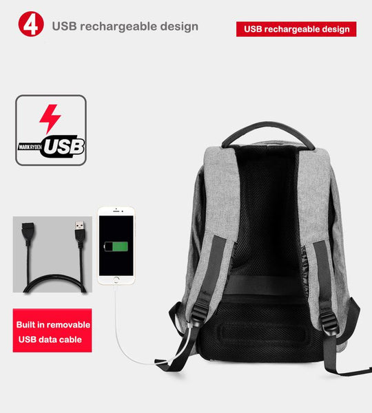 New Oxford Water-Resistant 15 Inch Laptop School Backpack Bag with Battery Slot for USB Charging