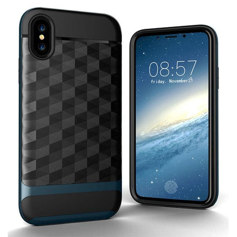 New Slim Dual Layer Protective Textured Geometric Case Cover with Corner Cushion Design for iPhone X
