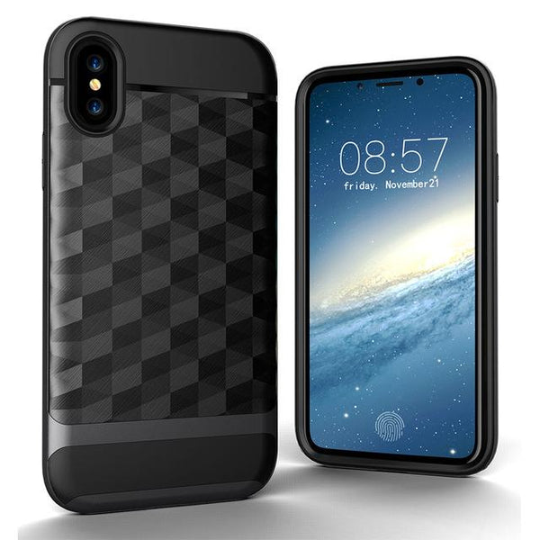 New Slim Dual Layer Protective Textured Geometric Case Cover with Corner Cushion Design for iPhone X