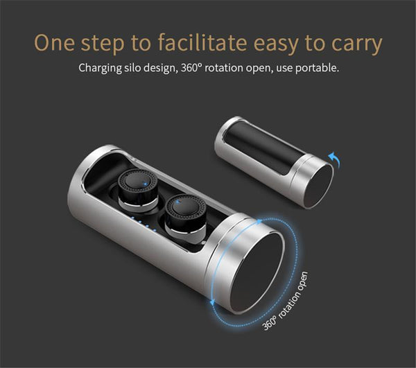 New Dual Dynamic Luxury Mini Wireless Bluetooth Sports Earphone In-Ear Earbuds with Charging Box & Active Noise Cancelling