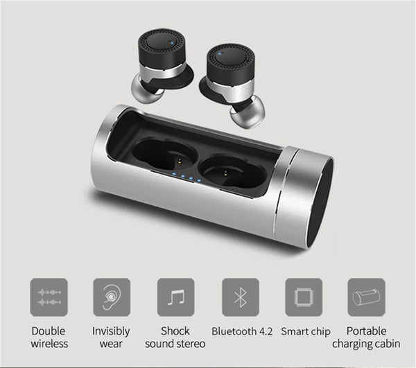 New Dual Dynamic Luxury Mini Wireless Bluetooth Sports Earphone In-Ear Earbuds with Charging Box & Active Noise Cancelling