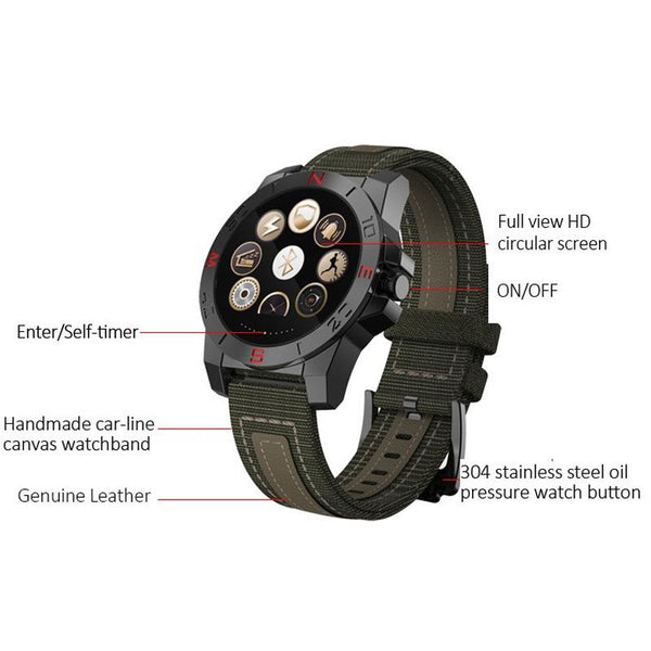 New Hiker's Sport Bluetooth Water-Resistant Smart Watch with Compass Heart Rate Monitor Fitness Tracker for Android IOS