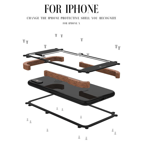 New Hybrid Natural Wood Aluminum Metal Frame Phone Case for iPhone 16 15 14 13 Pro Max Series