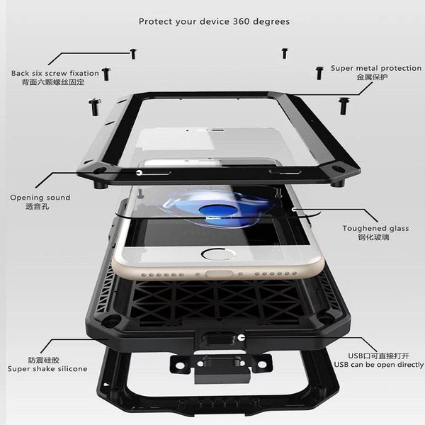 New Luxury Full Wrap Tough Armor Metal Aluminum Cover for iPhone 16 15 14 13 12 11 Pro Max Series