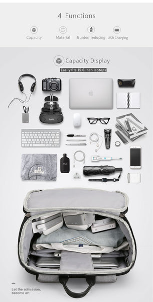 New Design Light USB Recharging Business Fit  Backpack for 15.6 inches Laptop Short Distance Travel Bag
